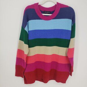 Lane Bryant Striped Tunic Pullover Sweater 14 / 16 Relaxed Fit Multicolor Pink